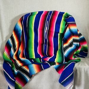 VTG Fringed Wool Mexican Serape Saltillo Blanket
